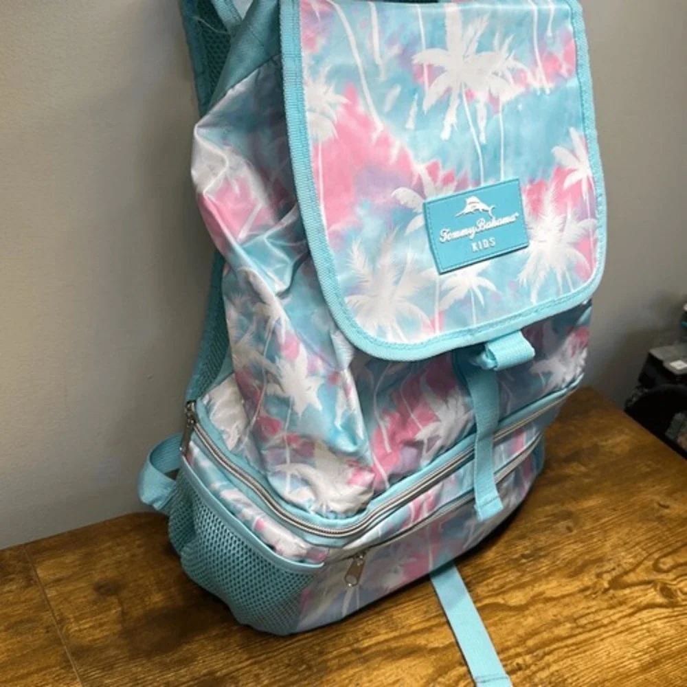 Tommy Bahama Kids Backpack Tropical Palm Tree Print with Insulated Cooler Blue